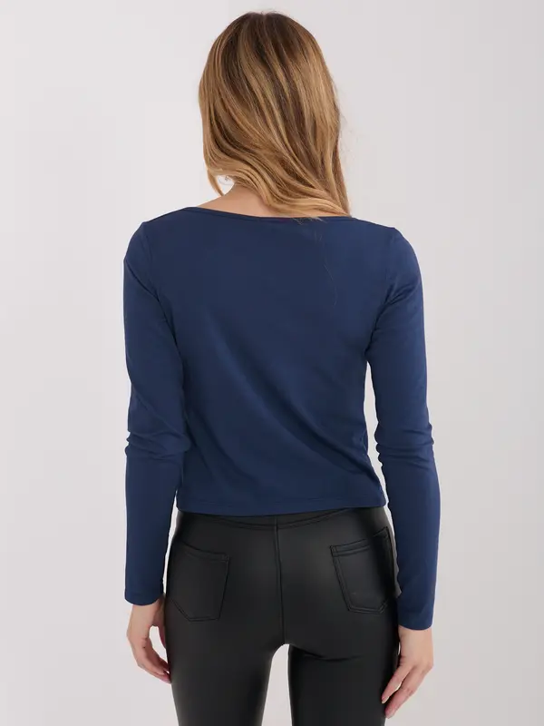 Factory Price Ženska bluza z dolgimi rokavi, temno modra