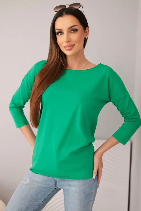 Kesi Ženska bluza z ladjastim izrezom, zelena