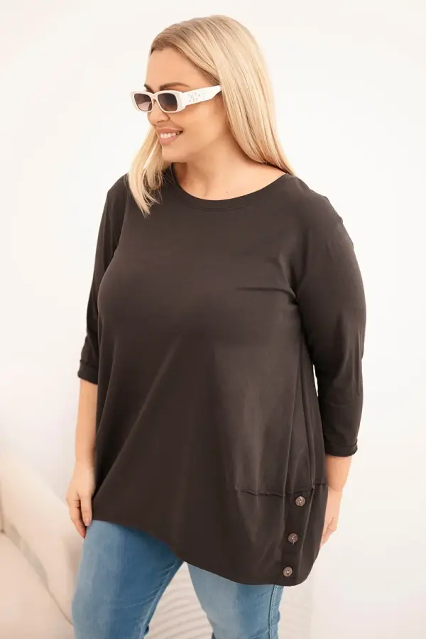 Kesi Ženska bluza za večje številke z okrasnimi gumbi