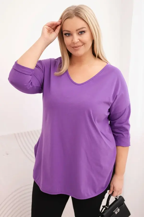 Kesi Ženska bluza za večje številke z V-izrezom vijolična