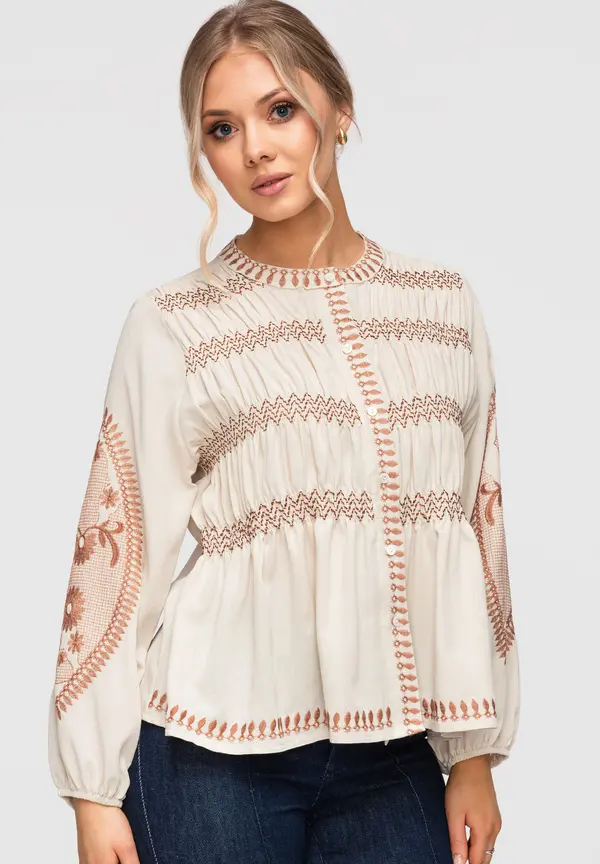 Edoti Ženska boho majica z vezenjem