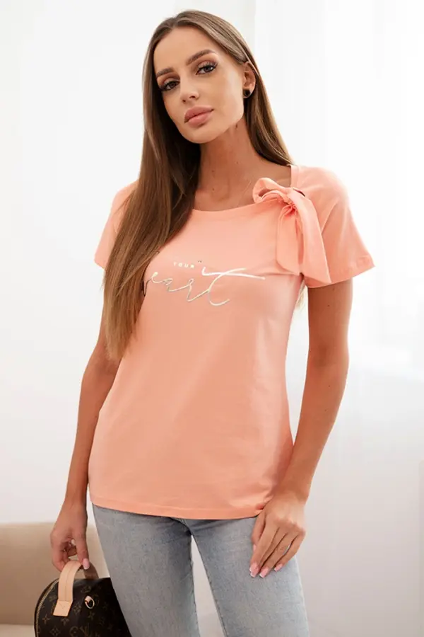 Kesi Ženska bombažna bluza z pentljo in potiskom