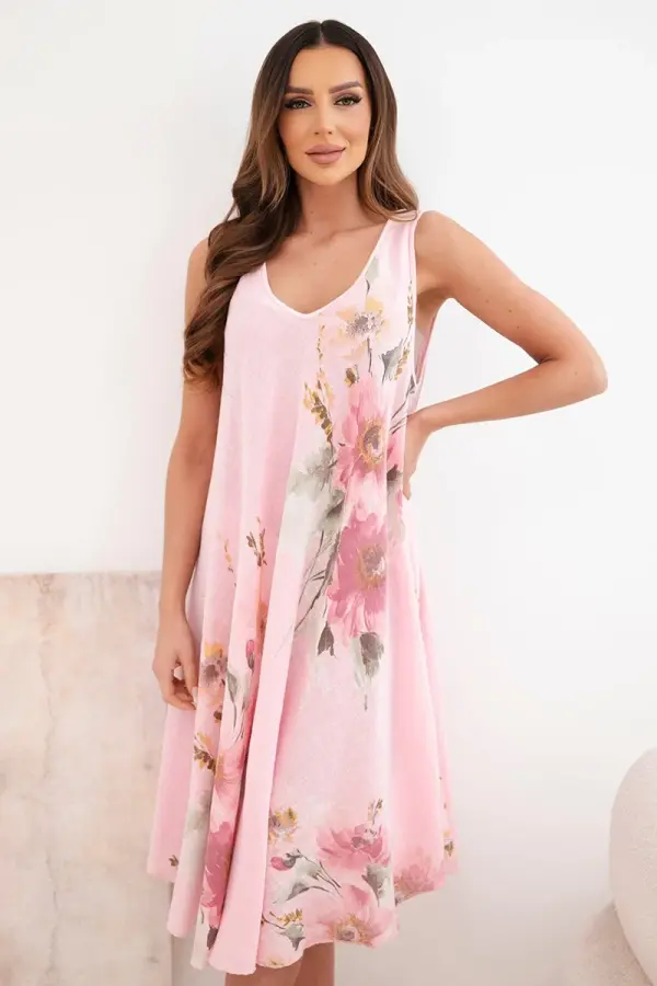 Kesi Włoski Ženska bombažna obleka Kesi prevelike velikosti z V-izrezom