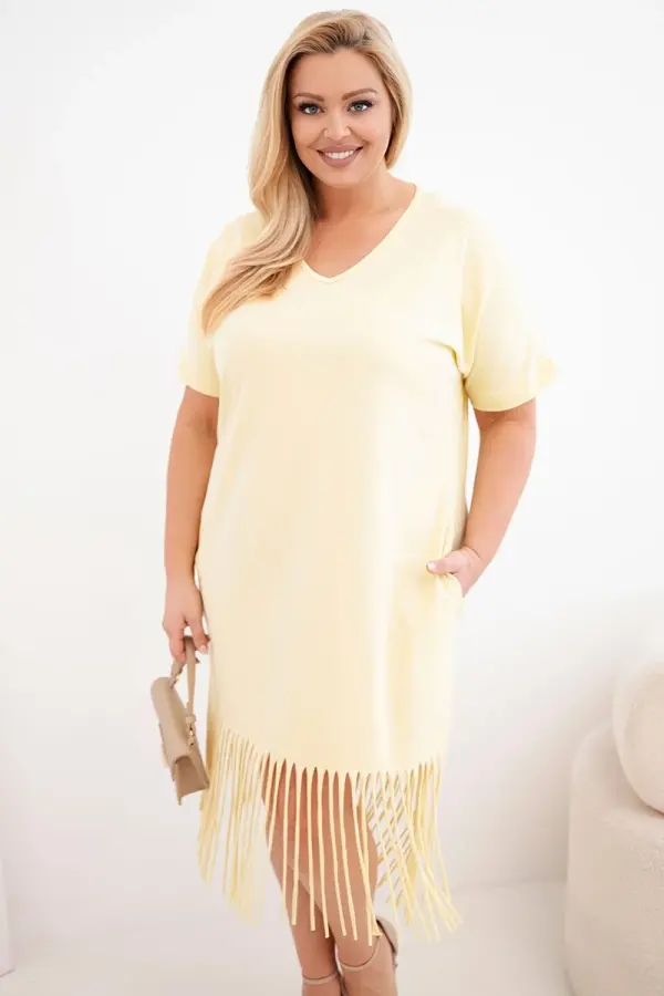 Kesi Włoski Ženska bombažna obleka Kesi Włoski z V-izrezom