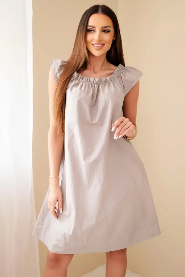 Kesi Włoski Ženska bombažna obleka Kesi z nabranim izrezom