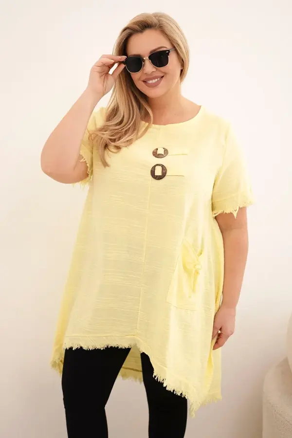 Kesi Włoski Ženska bombažna obleka za večje številke Kesi z daljšim hrbtom