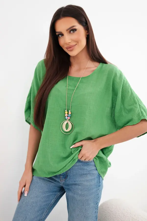 Kesi Włoski Ženska bombažna oversized bluza s kratkimi rokavi