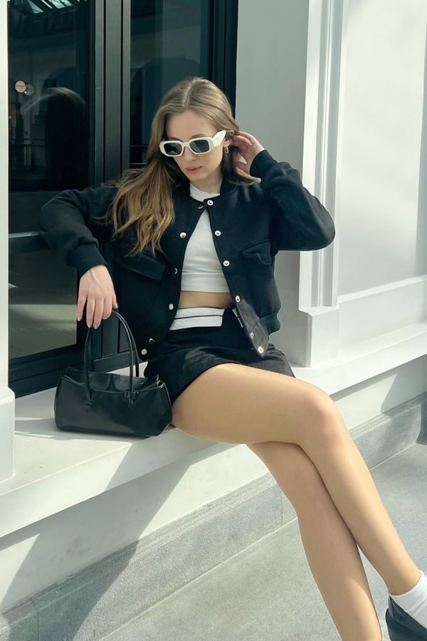 Bianco Lucci Ženska bombniška jakna Bianco Lucci s tremi nitmi z dvojnimi žepi