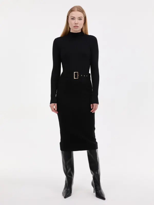 Orsay Ženska črna midi obleka s pasom