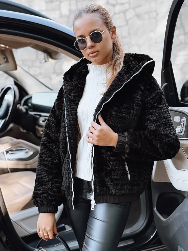 DStreet Ženska črna podložena jakna s kapuco