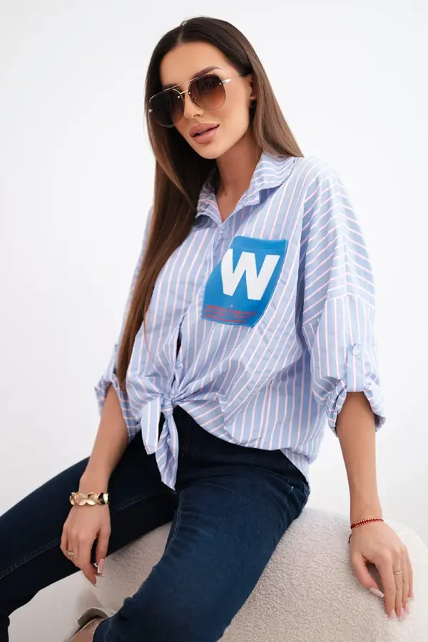 Kesi Włoski Ženska črtasta srajca Kesi s kravato