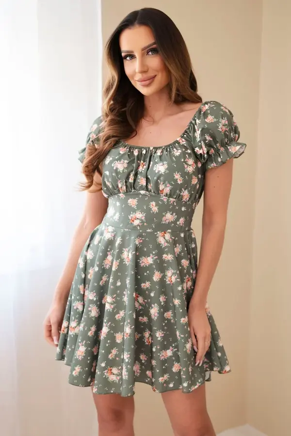 Kesi Włoski Ženska cvetlična obleka Kesi z elastičnim pasom