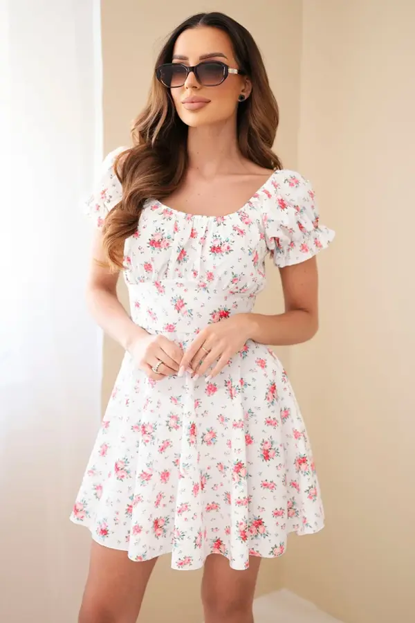 Kesi Włoski Ženska cvetlična obleka z nabranimi rokavi