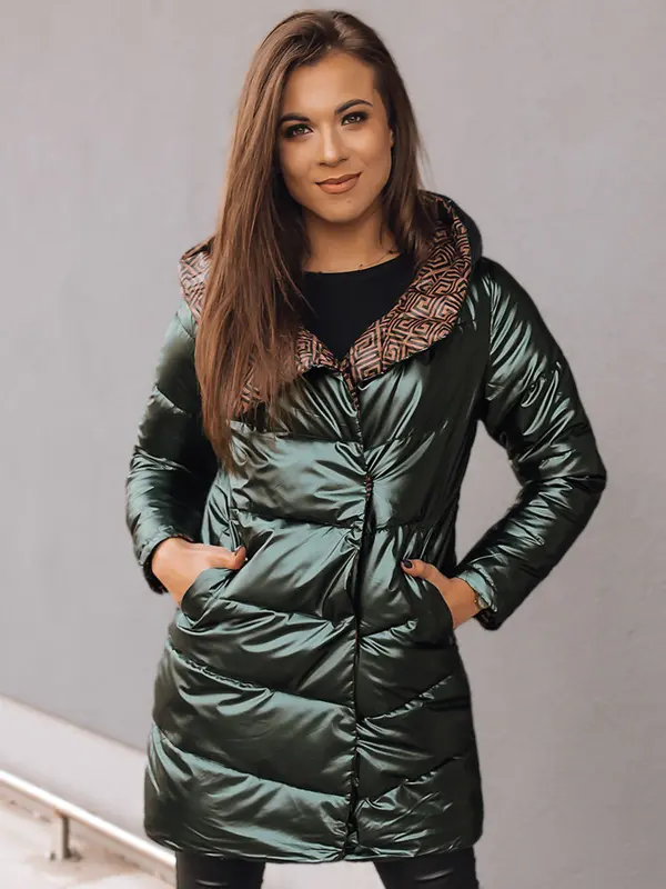 DStreet Ženska dvostranska jakna DELSY LONG zelena Dstreet