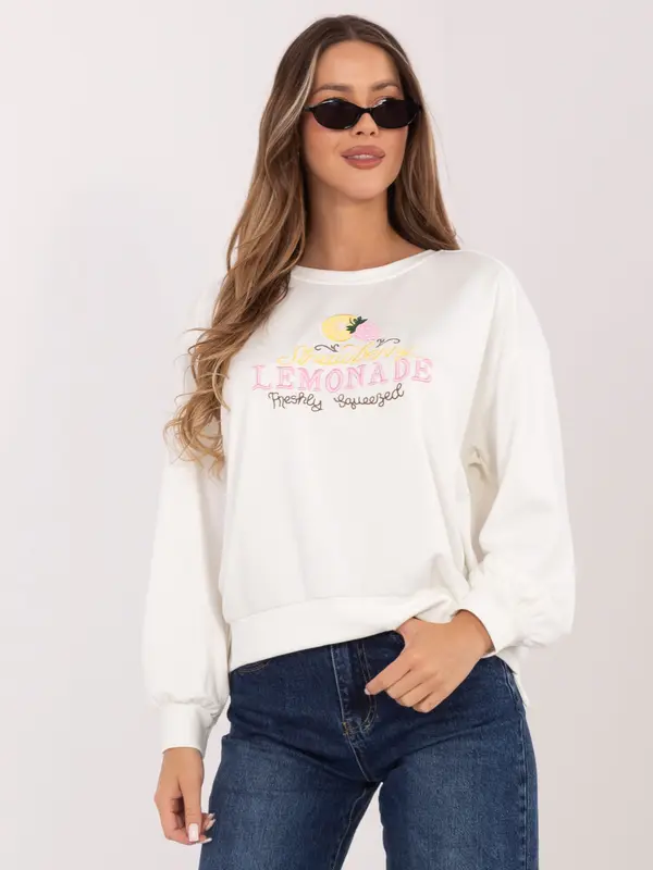 RUE PARIS Ženska ecru oversized bluza z napisi