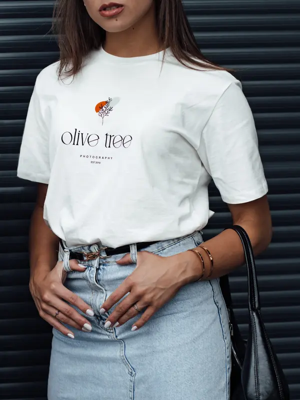 DStreet Ženska ekru majica z motivom OLIVE TREE