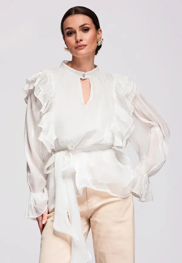 Edoti Ženska elegantna bluza z volančki