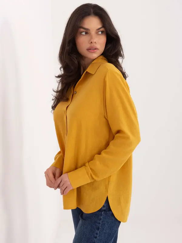 LAKERTA Ženska enobarvna srajca v temno rumeni barvi