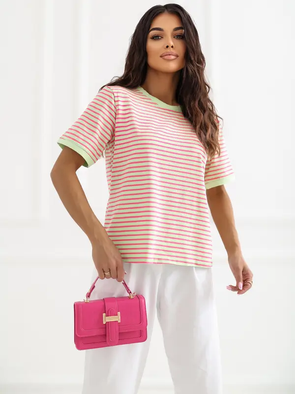 RUE PARIS Ženska fluorescentno zelena majica s kratkimi rokavi