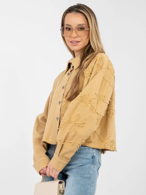 RUE PARIS Ženska jakna s teksturo kamelje barve