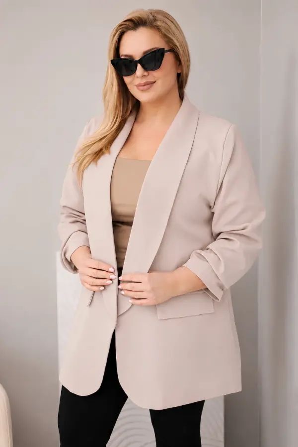 Kesi Włoski Ženska jakna za večje številke Kesi, temno bež