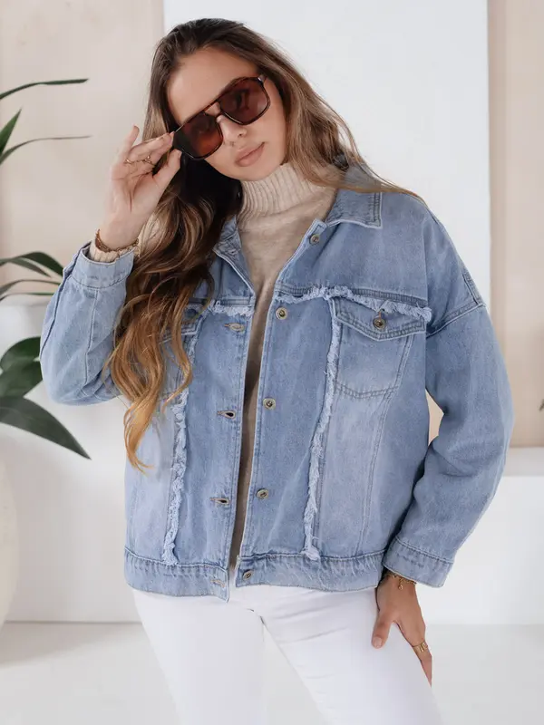 DStreet Ženska jeans jakna DENZARIA modre barve