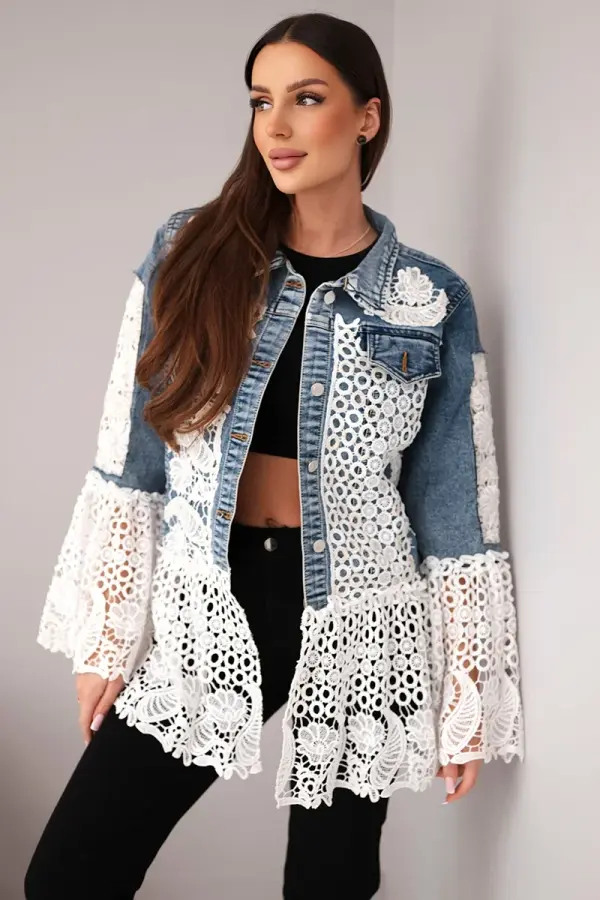 Kesi Włoski Ženska jeans jakna s čipko