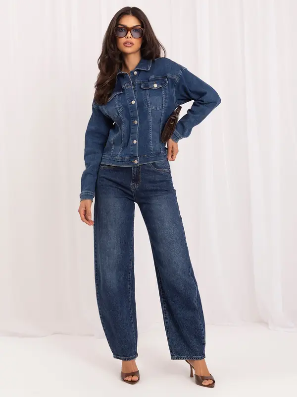 Italy Moda Ženska jeans jakna, temno modra
