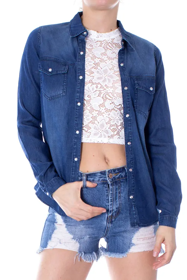 Vila Clothes Ženska jeans srajca Vila