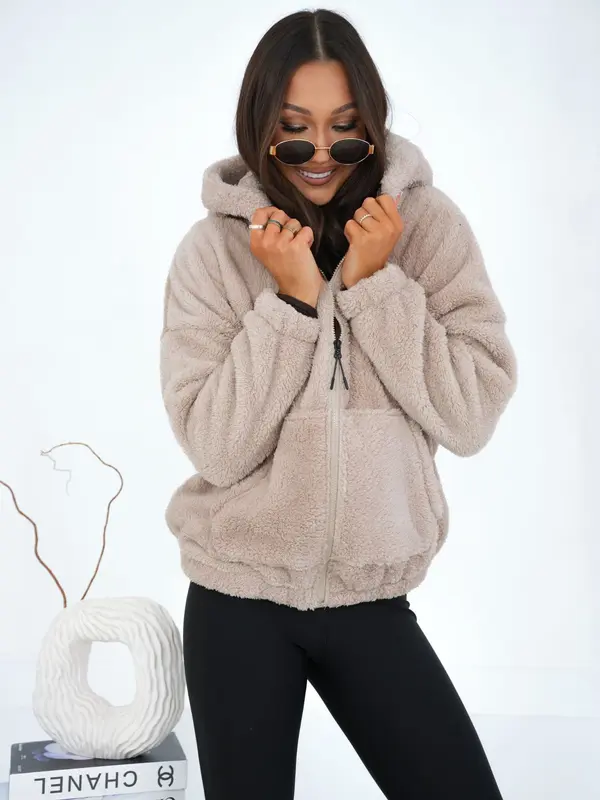 Factory Price Ženska jopa s kapuco, svetlo bež