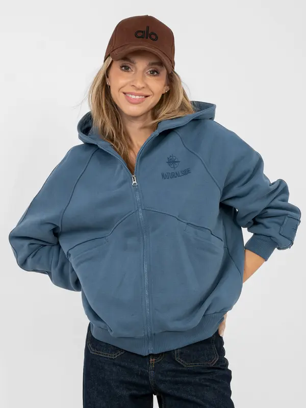 Factory Price Ženska jopa s kapuco, temno modra