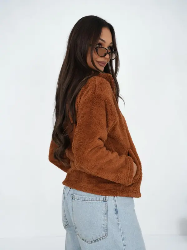 Factory Price Ženska jopa z zadrgo, svetlo rjava