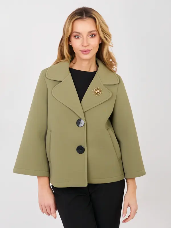 Italy Moda Ženska kaki jakna z broško