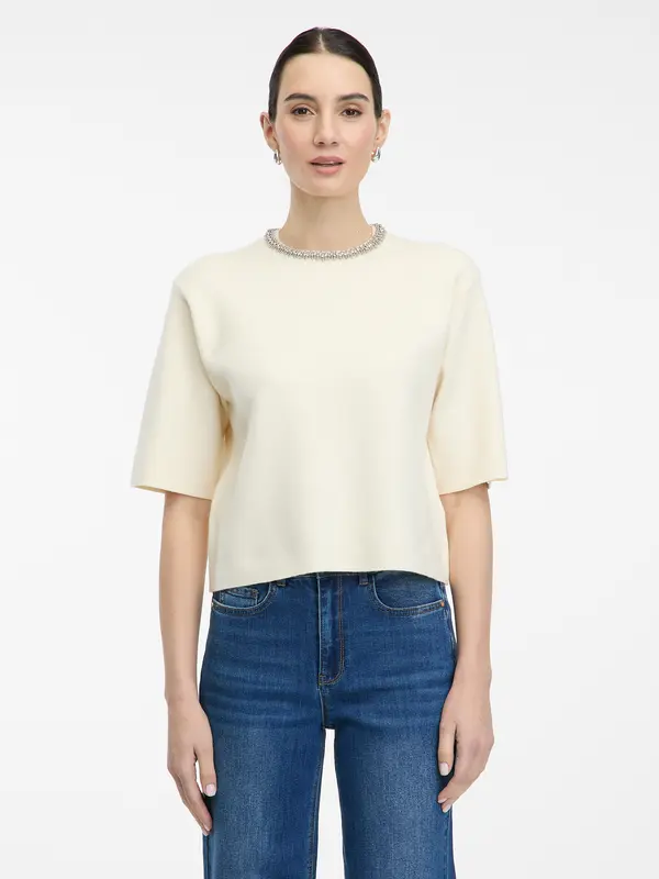 Orsay Ženska kremna bluza s kratkimi rokavi