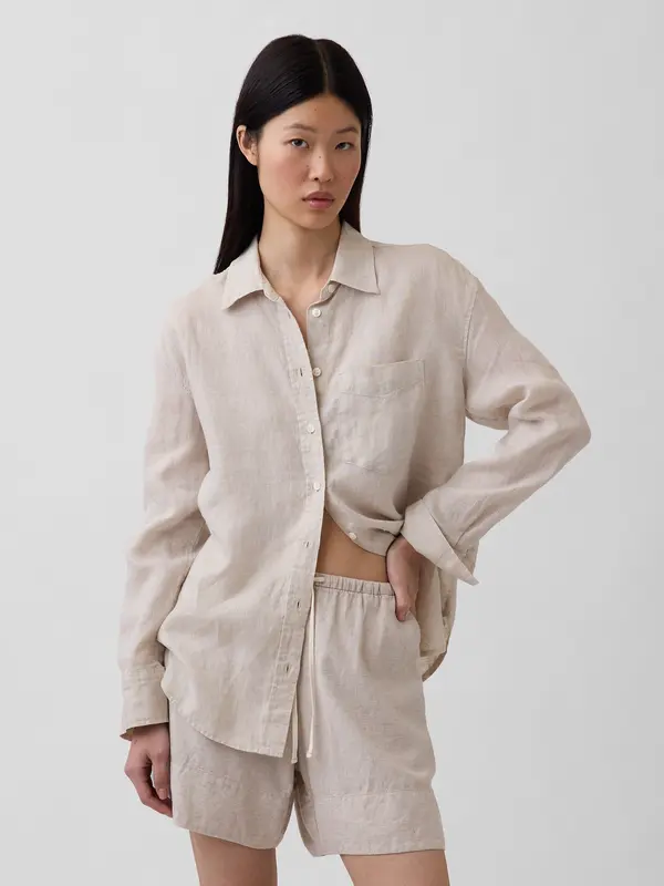 GAP Ženska lanena oversized srajca GAP