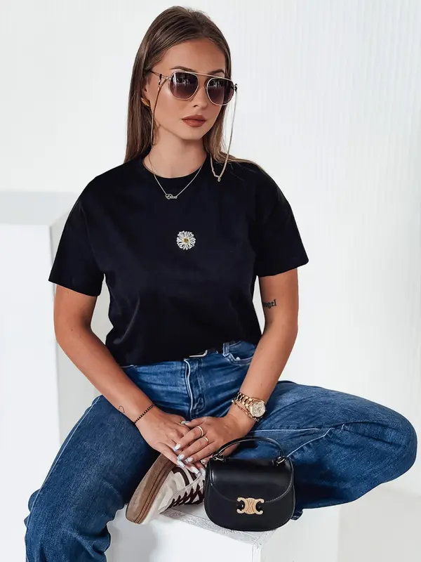 DStreet Ženska majica FLORTA črna