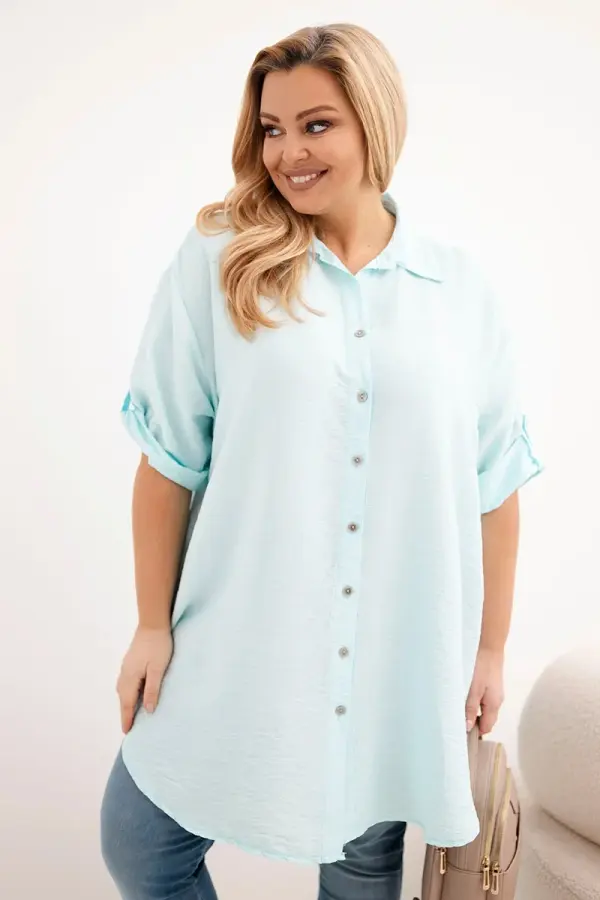 Kesi Włoski Ženska majica Kesi Plus Size s podaljšanim hrbtom