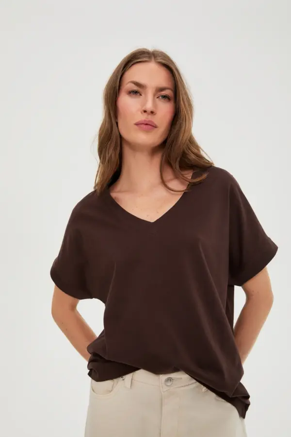 Marisse Ženska majica Marisse L-TS-4942 rjava