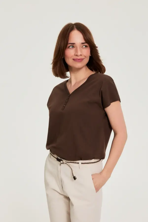 Marisse Ženska majica Marisse L-TS-4977 temno rjava