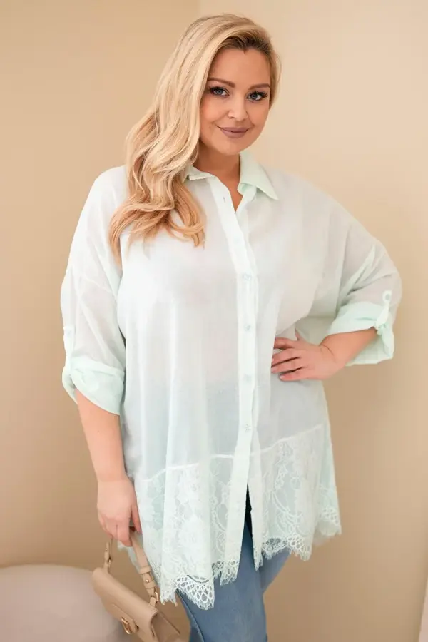 Kesi Włoski Ženska majica plus size s čipko