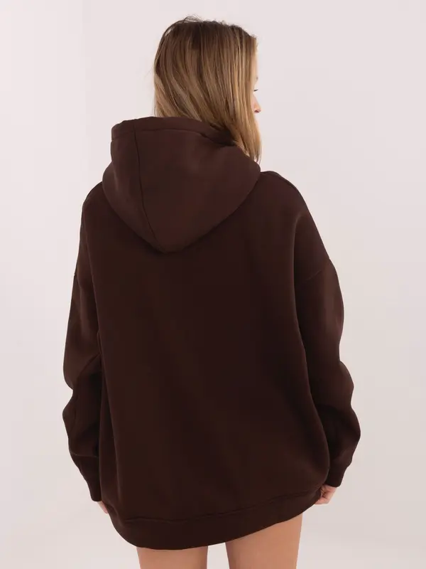 RUE PARIS Ženska majica s kapuco iz džersija, temno rjava