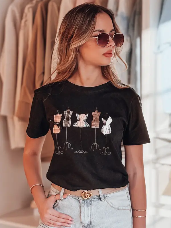 DStreet Ženska majica s potiskom MANETEE, črna