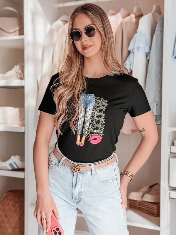 DStreet Ženska majica s potiskom TRENDAY, črna