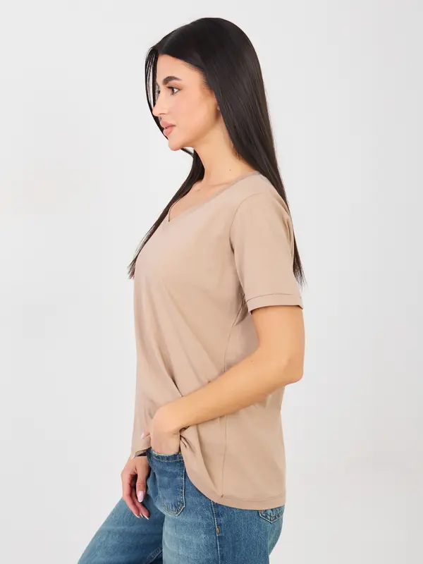RUE PARIS Ženska majica v temno bež barvi