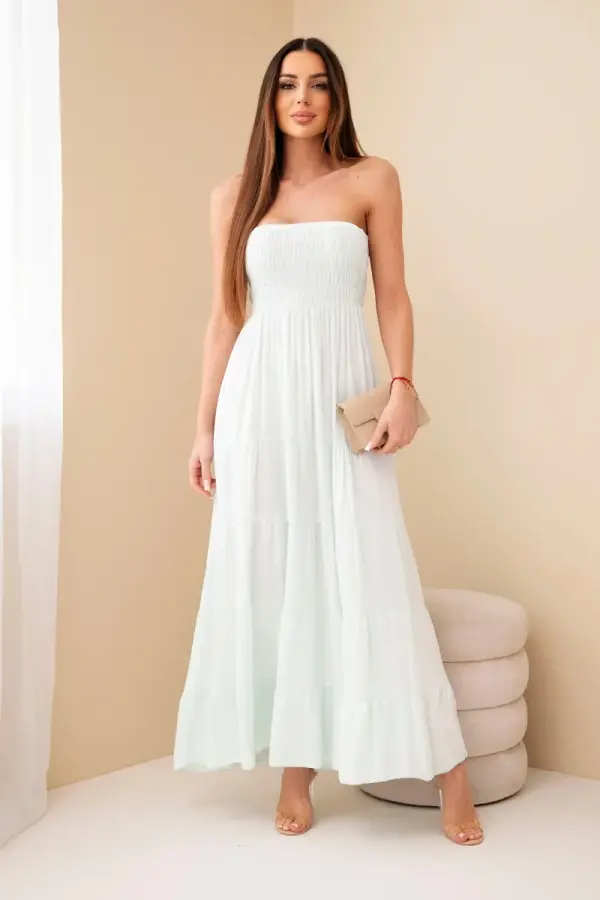 Kesi Włoski Ženska maksi obleka Kesi Włoski z elastičnim zgornjim delom, barva mete