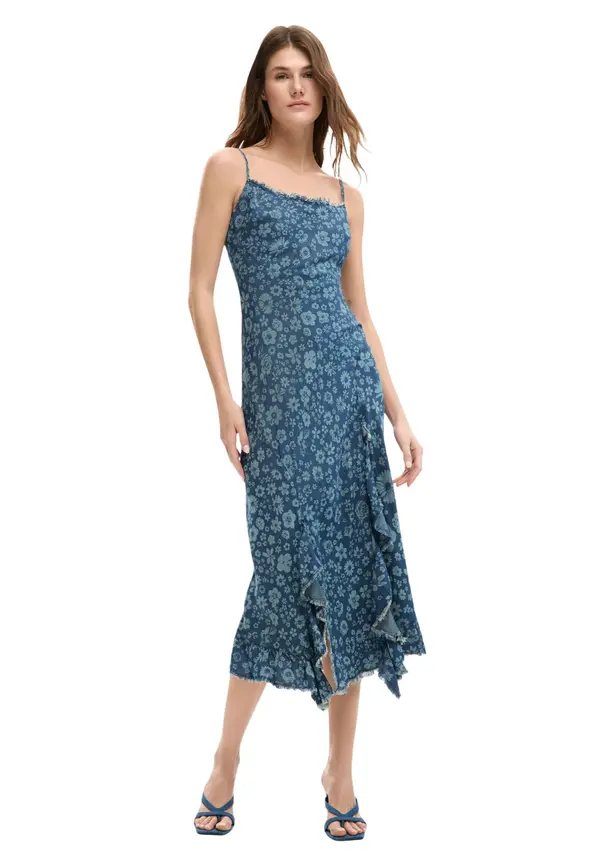 DESIGUAL Ženska maxi obleka Desigual s cvetličnim vzorcem