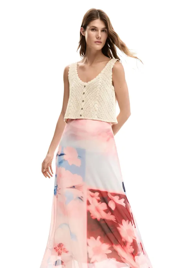 DESIGUAL Ženska maxi obleka Desigual s cvetličnim vzorcem