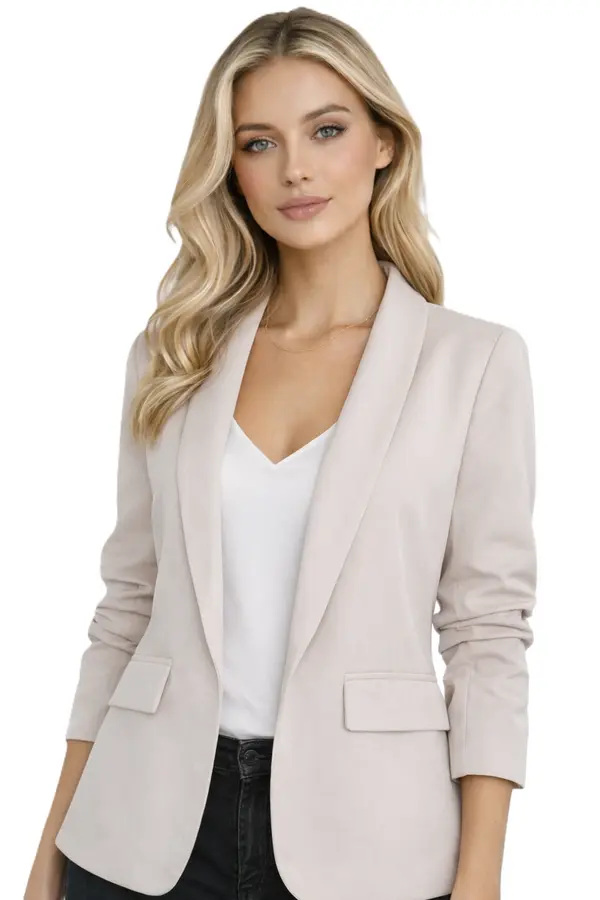 FASHION Ženska modna jakna kremne barve