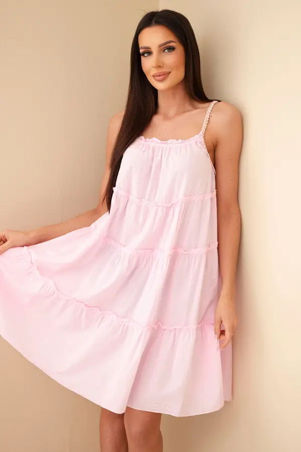 Kesi Włoski Ženska obleka brez naramnic z volančki