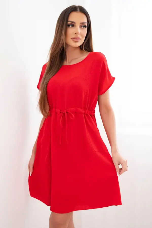 Kesi Włoski Ženska obleka Kesi z zavezovanjem v pasu, rdeča